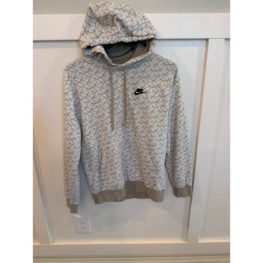 Nike Sportswear Allover Logo Print (AOP) Hoodie Beige lightweight Small